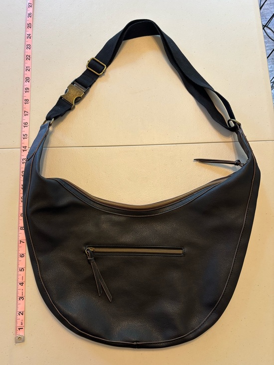 Time and Tru Handbags - Time and Tru Black Hobo Bag with Cream Chevron Lining